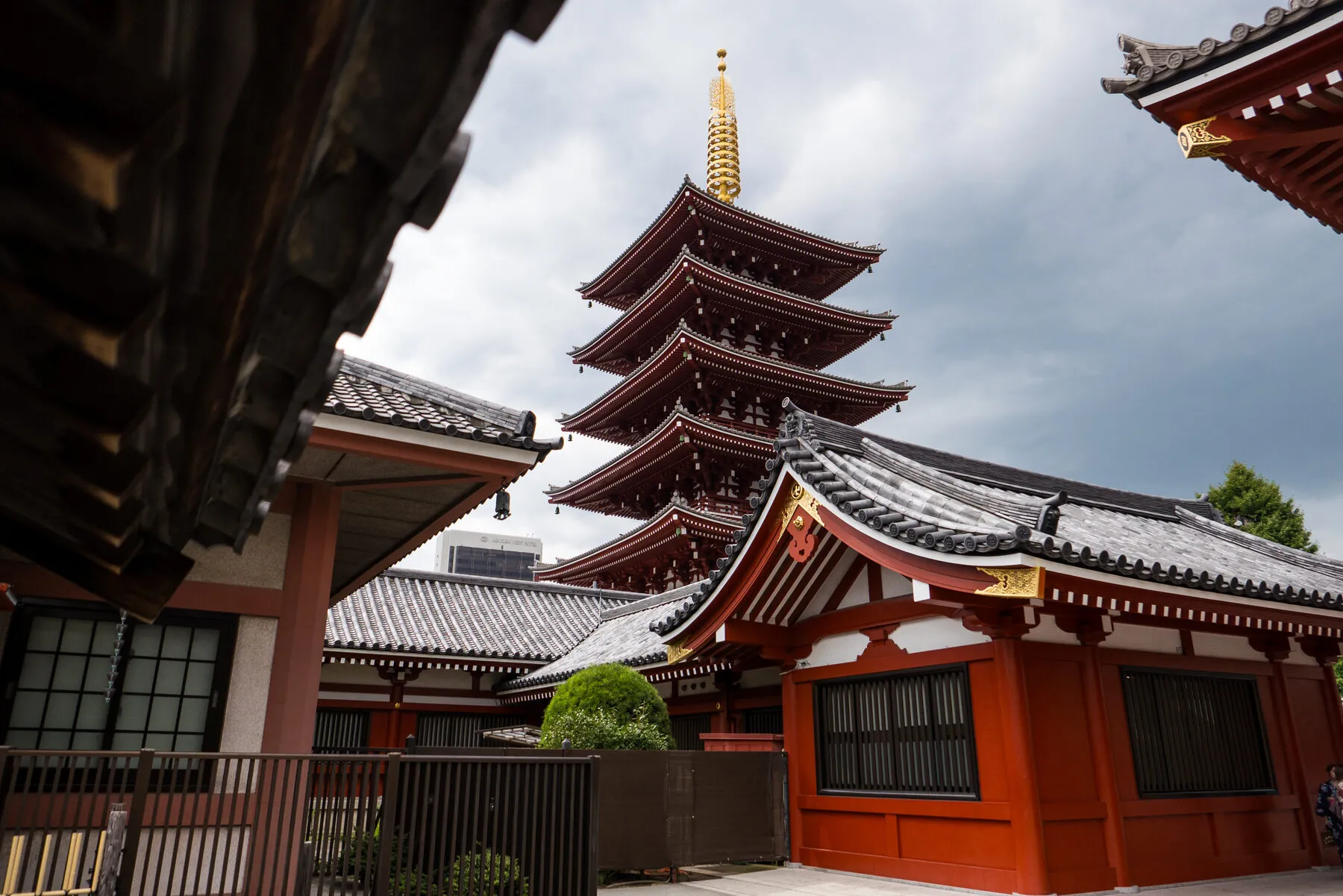 The pagoda and vermilion halls from below.